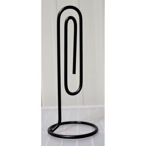 Black Finish Paperclip Shaped Desktop Home or Office Letter Mail Metal Organizer